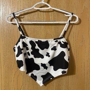 Black and white Shein cow print crop top